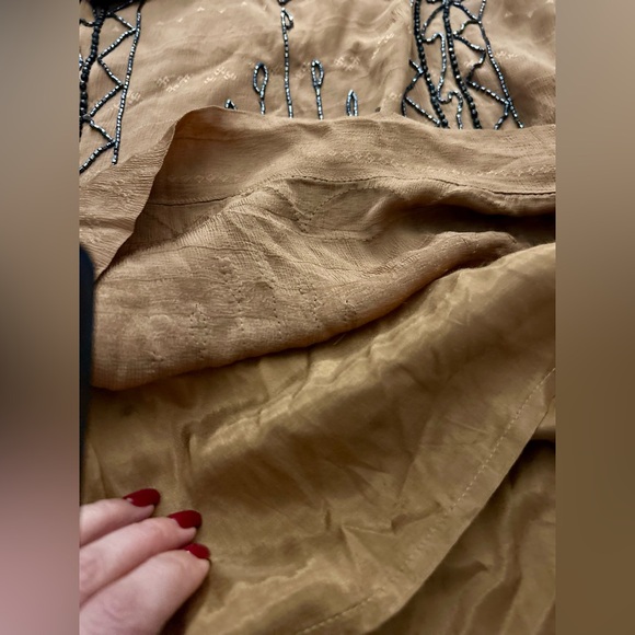 Free People Love Story Party Boho Dress – Brown/Gold Metallic Beaded – Small - Picture 11 of 16